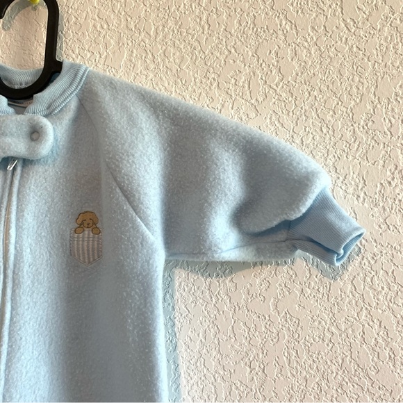 Vintage CARTERS Baby Blue Fleece Sleep Sack Bag Puppy Dog One Size To 21 LBS - Picture 4 of 8